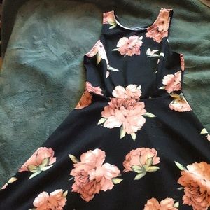 black dress with pink flowers